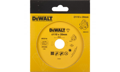 Алмазный круг сплошной по керамике DeWALT DT3714, для плиткореза DWC410, 110 x 20, h=5