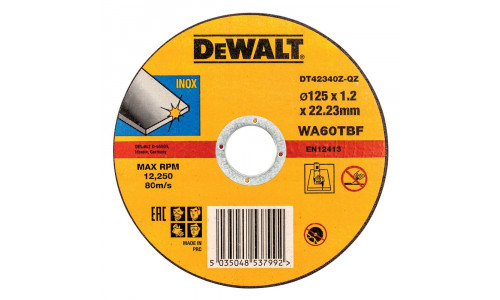 Круг отрезной по металлу DeWALT DT42340Z, INDUSTRIAL, (125 x 22.2 х 1.2 мм)