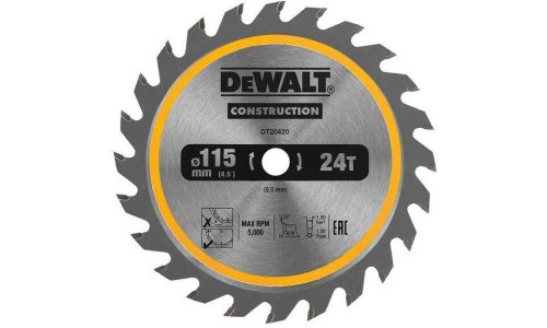 Пильный диск DEWALT DT20420, CONSTRUCTION 115 x 9.5 мм, 20 ATB