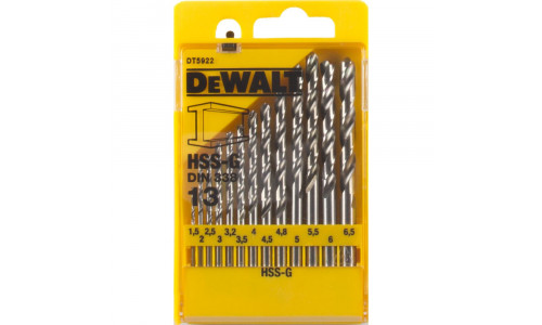 Набор сверл DeWALT DT5922, по металлу HSS-G, 1.5-6.5, 13 шт. (Уценка)