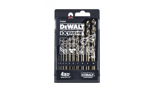 Набор сверл DeWALT COBALT INDUSTRIAL DT5935, по металлу 5% EX HSS-CO в пластиковой кассете, 10 шт.