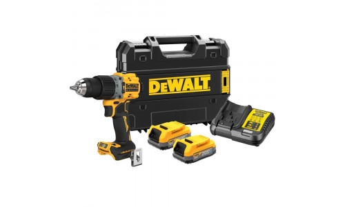 Аккумуляторная ударная бесщеточная дрель-шуруповерт DeWALT, 18 В, 2000 об/мин, 34000 уд/мин, с 2 АКБ 1.7 Ач и ЗУ, в кейсе TSTAK, DCD805E2T