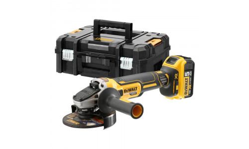 Аккумуляторная бесщеточная угловая шлифмашина DeWALT, 18 В, 125 мм, 9000 об/мин, чемодан, с 2 АКБ 5 Ач и ЗУ, в кейсе TSTAK, DCG405P2