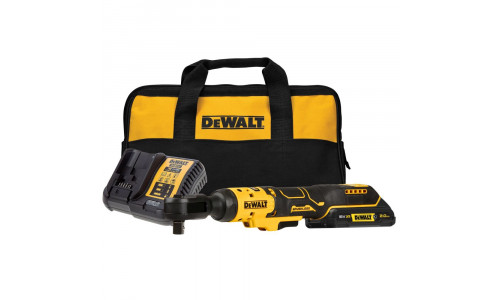 Аккумуляторный угловой гайковерт DEWALT, 18 В, с трещоткой, 95 Нм, 250 об/мин, с АКБ 2 Ач и ЗУ, в сумке, DCF512D1