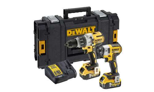 Набор аккумуляторный DEWALT, 18 В: ударная дрель-шуруповерт DCD996 и ударный шуруповерт DCF887, с 2 АКБ 5 Ач и ЗУ, в кейсе, DCK276P2