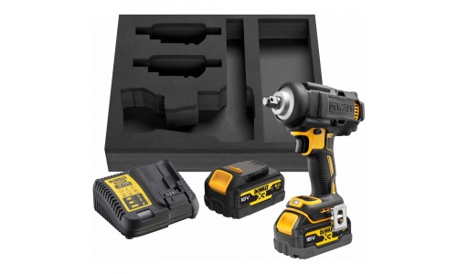 Аккумуляторный гайковерт DEWALT DCF891P2G, 18 В, 1084 Нм, 3250 уд/мин, с 2 АКБ 5 Ач и ЗУ, в чехле (DCF891P2G-QW)