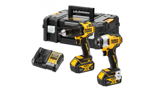 Аккумуляторный набор DEWALT DCK2062M2T, 18 В: ударная дрель-шуруповерт + ударный шуруповерт, с 2 АКБ 4 Ач и ЗУ, в кейсе TSTAK