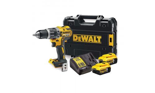 Аккумуляторная бесщеточная ударная дрель-шуруповерт DeWALT, 18 В, 2000 об/мин, 34000 уд/мин, с 2 АКБ 5 Ач и ЗУ, в кейсе, DCD796P2
