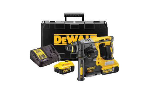 Аккумуляторный бесщеточный перфоратор DeWALT, 18 В, 2.1 Дж, 4600 уд/мин, 1100 об/мин, с 2 АКБ 5 Ач и ЗУ, в кейсе, DCH273P2