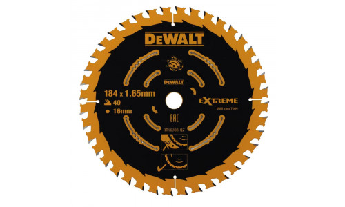 Пильный диск DeWALT EXTREME DT10303, 184/16 мм.