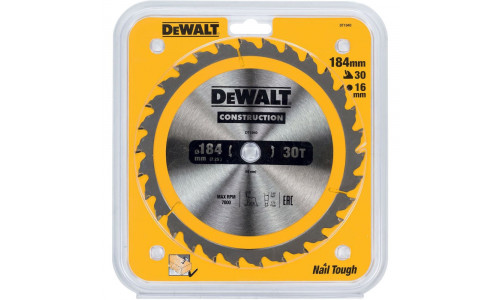 Пильный диск DeWALT CONSTRUCTION DT1940, 184/16 мм.