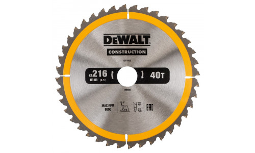 Пильный диск DeWALT CONSTRUCT DT1953, 216/30 мм.