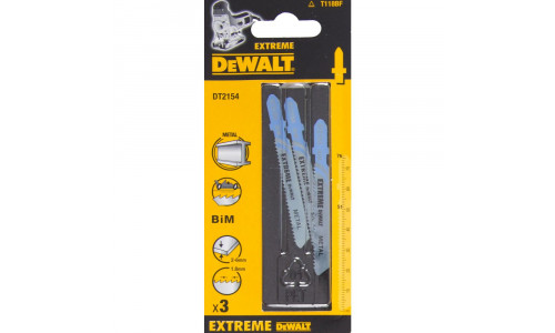 Пилка для лобзика DeWALT EXTREME DT2154, по металлу, BiM, 76 x 51 x 1.8 x 6 мм, T118BF, 3 шт.