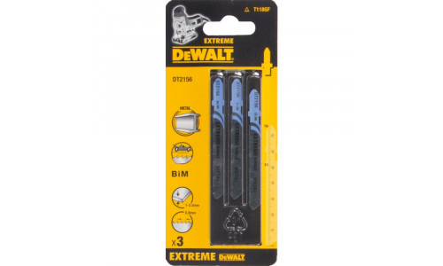 Пилка для лобзика DeWALT EXTREME DT2156, по металлу, BiM, 76 x 51 x 0.8 x 2.5 мм, T118GF, 3 шт.