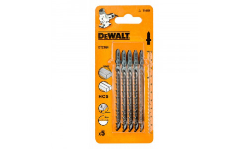Пилка для лобзика по дереву из высокоуглеродистой стали DeWALT DT2164, HCS, 100 x 68 x 4.0 x 60 мм, T101D, 5 шт.