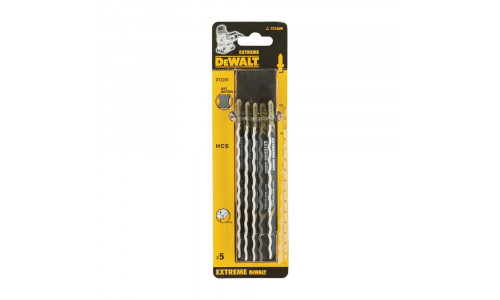 Пилка для лобзика DeWALT EXTREME DT2201, по мягким материалам, HCS, нож волнистый, 152 x 125 x 100 мм, T313AW, 5 шт.