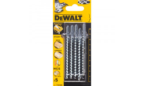 Пилка для лобзика DeWALT EXTREME PRECISION CUT DT2207, по дереву из высокоуглеродистой стали, HCS, 100 x 75 x 2.5 x 40 мм, T101BR, 5 шт.