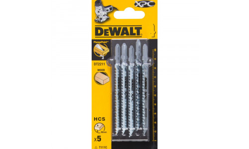 Пилка для лобзика DeWALT EXTREME PRECISION CUT DT2211, по дереву из высокоуглеродистой стали, HCS, 100 x 75 x 3.1 x 60 мм, T111C, 5 шт.
