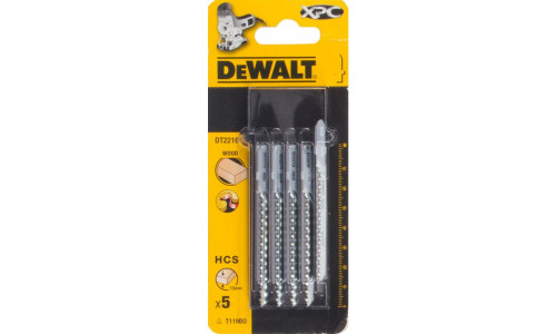 Пилка для лобзика DeWALT EXTREME PRECISION CUT DT2216, по дереву из высокоуглеродистой стали, HCS, 82 x 54 x 2.0 x 15 мм, T119BO, 5 шт.