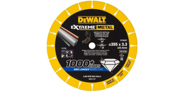 Алмазный диск отрезной DeWALT DT40257, по металлу 355 x 25.4