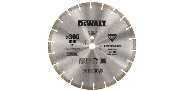 Алмазный круг сегментный универсальный 300/25.4 мм DeWALT DT40212