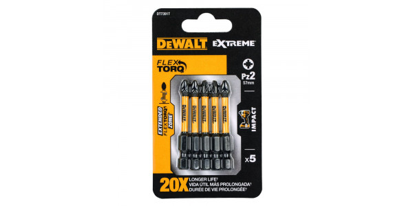 Биты ударные DeWALT IMPACT DT7391T, Torsion Pz2, 57 мм, 5 шт.