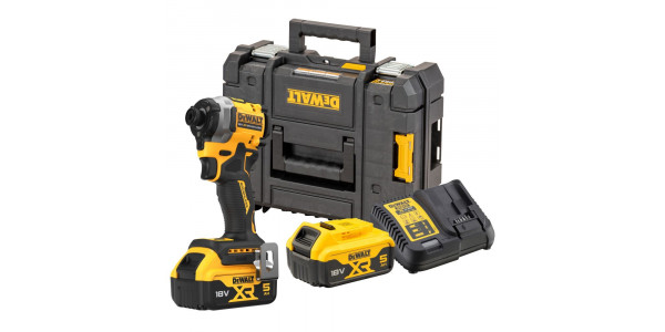 Аккумуляторный импульсный шуруповерт DEWALT, 18 В, 206 Нм, 3800 уд/мин, 3250 об/мин, с 2 АКБ 5 АЧ и ЗУ, в кейсе TSTAK, DCF850P2