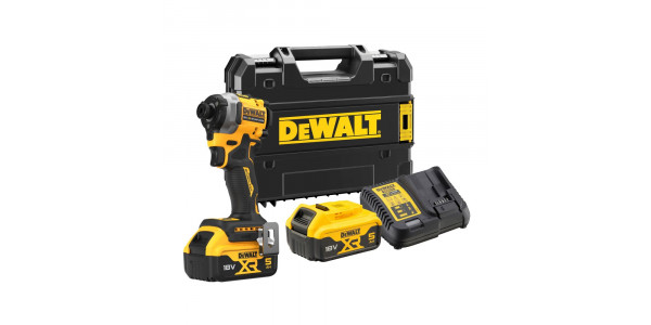 Аккумуляторный импульсный шуруповерт DEWALT, 18 В, 206 Нм, 3800 уд/мин, 3250 об/мин, с 2 АКБ 5 АЧ и ЗУ, в кейсе TSTAK, DCF850P2T