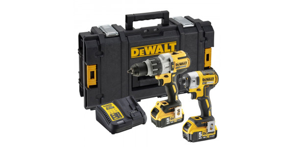 Набор аккумуляторный DEWALT, 18 В: ударная дрель-шуруповерт DCD996 и ударный шуруповерт DCF887, с 2 АКБ 5 Ач и ЗУ, в кейсе, DCK276P2