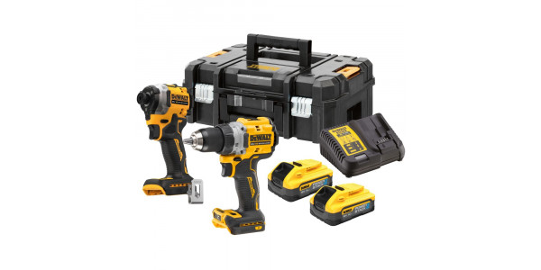 Аккумуляторный набор DEWALT DCK2051H2T, 18 В: дрель-шуруповерт DCD800 + шуруповерт DCF850, с 2 АКБ 5 Ач и ЗУ, в кейсе TSTAK