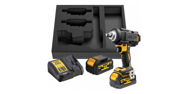 Аккумуляторный гайковерт DEWALT DCF891P2G, 18 В, 1084 Нм, 3250 уд/мин, с 2 АКБ 5 Ач и ЗУ, в чехле (DCF891P2G-QW)