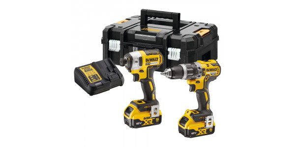 Аккумуляторный набор DEWALT DCK266P2T, 18 В: ударная дрель-шуруповерт DCD796 + шуруповерт DCF887, с 2 АКБ 5 Ач и ЗУ, в кейсе TSTAK
