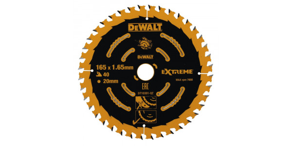 Пильный диск DeWALT EXTREME DT10301, 165/20 мм.