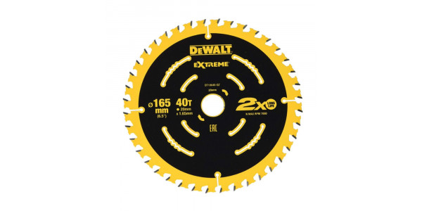 Пильный диск DeWALT EXTREME DT10640, 165/20 мм.