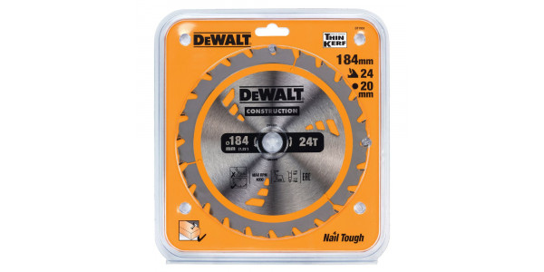 Пильный диск DeWALT CONSTRUCTION DT1951, 184/20 мм.
