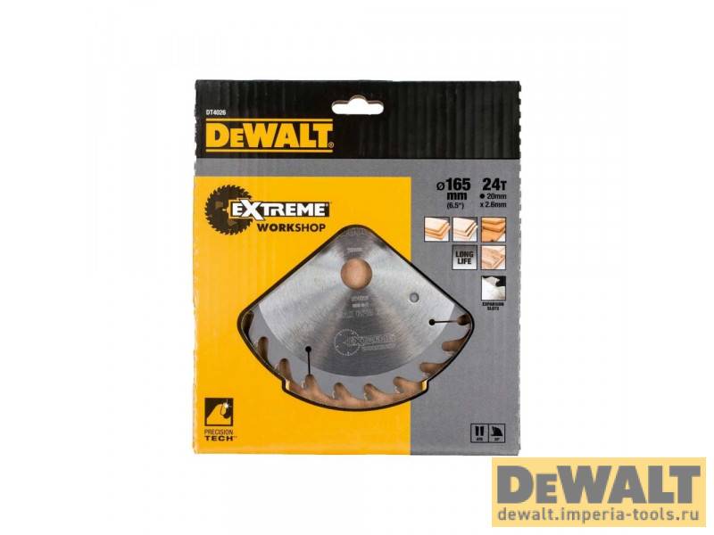 Пильный диск DeWALT EXTREME WORKSHOP DT4026, 165/20 мм. Пильный диск DeWALT EXTREME WORKSHOP DT4026, 165/20 мм.