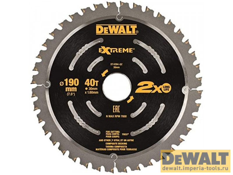 Пильный диск DeWALT EXTREME DT4394, 190/30 мм. Пильный диск DeWALT EXTREME DT4394, 190/30 мм.