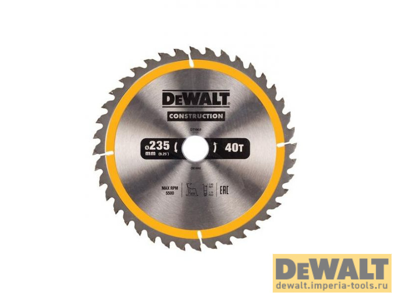 Пильный диск DeWALT CONSTRUCTION DT1955, 235/30 мм.
