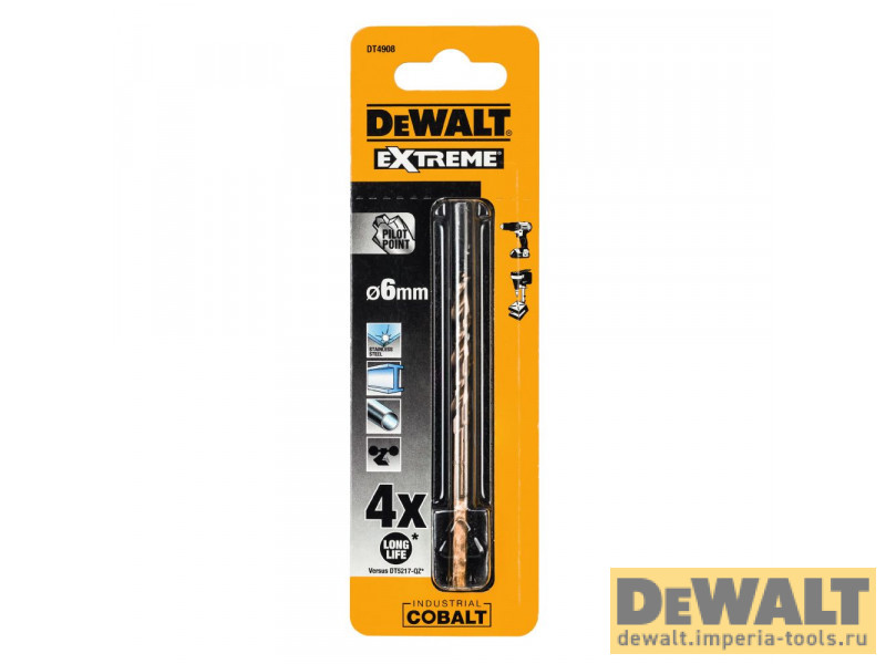 Сверло DeWALT DT4908, по металлу COBALT 5%, 6 x 93 x 52 мм Сверло DeWALT DT4908, по металлу COBALT 5%, 6 x 93 x 52 мм