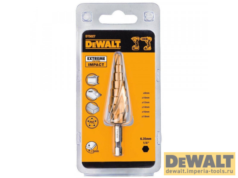 Сверло ступенчатое DeWALT EXTREME IMPACT DT5027, 6-18 мм