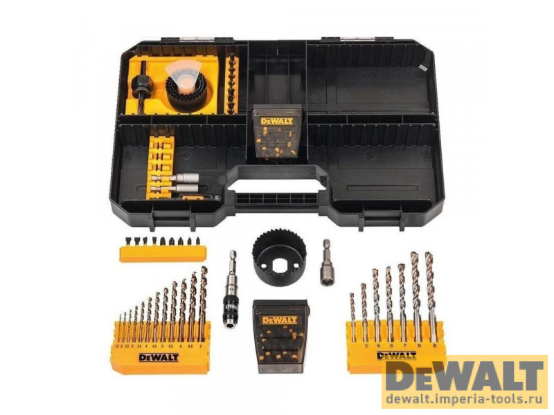 Набор сверл и насадок DeWALT EXTREME DT70620T, 100 предметов в пластиковом боксе Набор сверл и насадок DeWALT EXTREME DT70620T, 100 предметов в пластиковом боксе