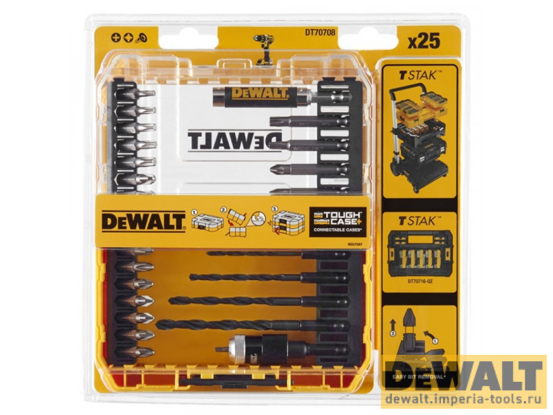 Набор сверл и бит (25 шт.) FLEXTORQ DeWALT DT70708