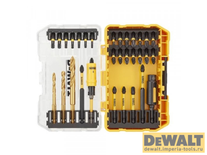 Набор бит, насадок и сверл в кейсе DeWALT DT70741T, FLEXTORQ 31 предмет Набор бит, насадок и сверл в кейсе DeWALT DT70741T, FLEXTORQ 31 предмет