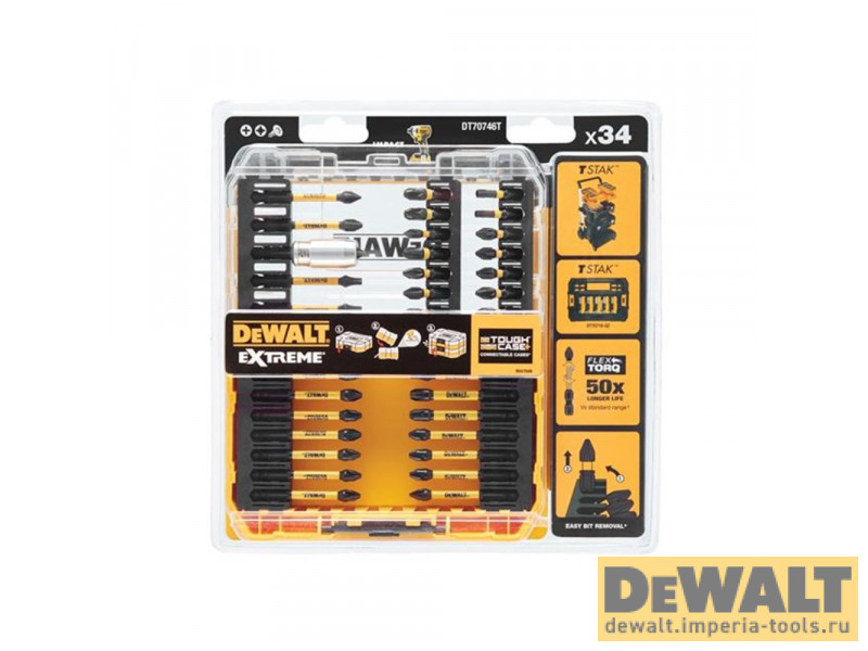 Набор бит и насадок FLEXTORQ DeWALT DT70746T, 34шт Набор бит и насадок FLEXTORQ DeWALT DT70746T, 34шт