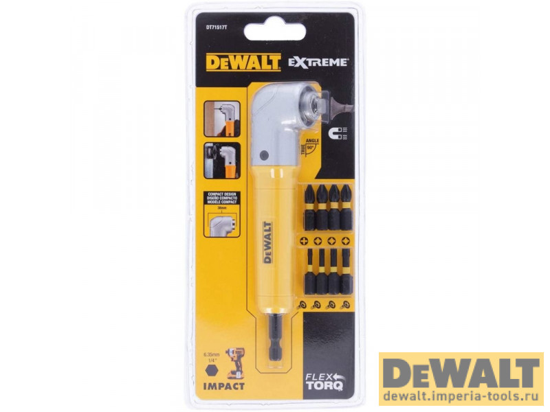 Угловая насадка ударная DeWALT DT71517T, IMPACT + биты, 9 шт. Угловая насадка ударная DeWALT DT71517T, IMPACT + биты, 9 шт.