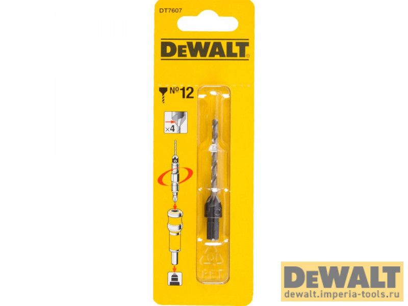 Пилотное сверло с зенкером DeWALT DT7607, для шурупов толщиной 6 мм, Flip&Drive Пилотное сверло с зенкером DeWALT DT7607, для шурупов толщиной 6 мм, Flip&Drive