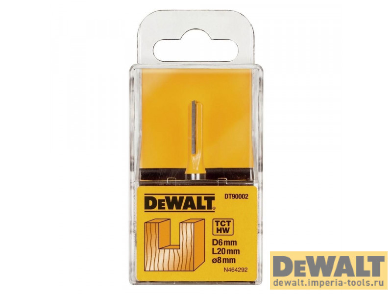 Фреза пазовая DeWALT DT90002 Z2 HM 8мм, d6мм, рабочая длина 19/общая длина 55 мм