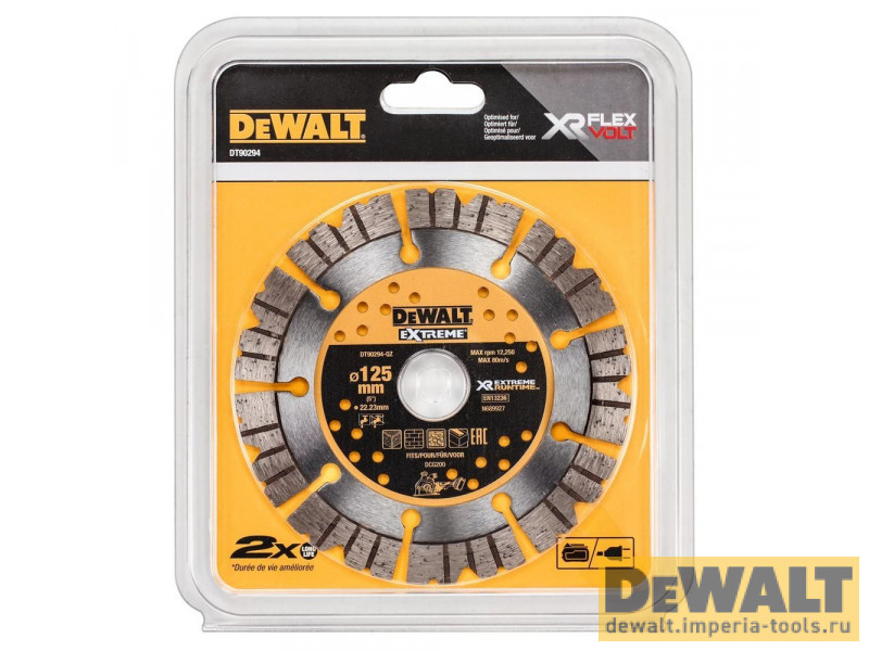 Алмазный диск отрезной DeWALT DT90294, 125 x 22.2, h=12м