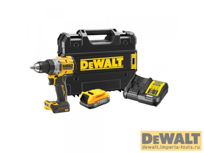 Аккумуляторная безударная бесщеточная дрель-шуруповерт DeWALT DCD800E1T, 18 В, PowerStack 1.7Ач Аккумуляторная безударная бесщеточная дрель-шуруповерт DeWALT DCD800E1T, 18 В, PowerStack 1.7Ач