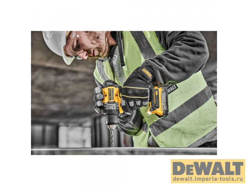 Аккумуляторная безударная бесщеточная дрель-шуруповерт DeWALT DCD800E1T, 18 В, PowerStack 1.7Ач Аккумуляторная безударная бесщеточная дрель-шуруповерт DeWALT DCD800E1T, 18 В, PowerStack 1.7Ач